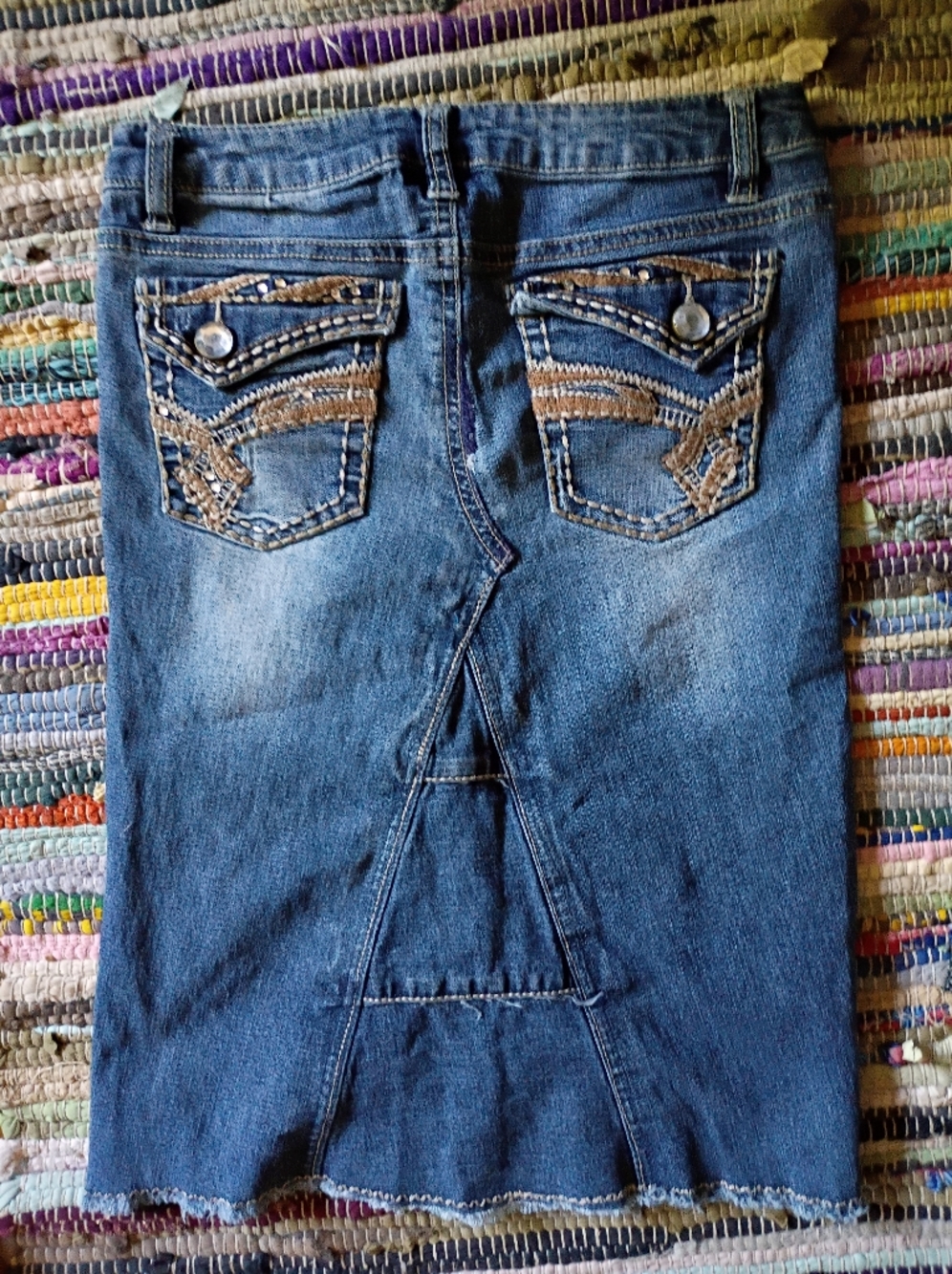 Girls 12 squeeze jean skirt bling